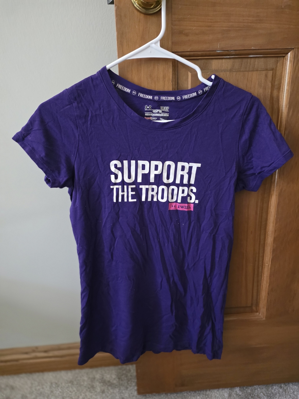 Under Armour Purple "Support The Troops" Short Sleeve Tee
